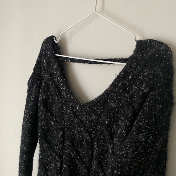 Guess Black Speckled Knit Cut Out Sweater - Picture 7 of 10